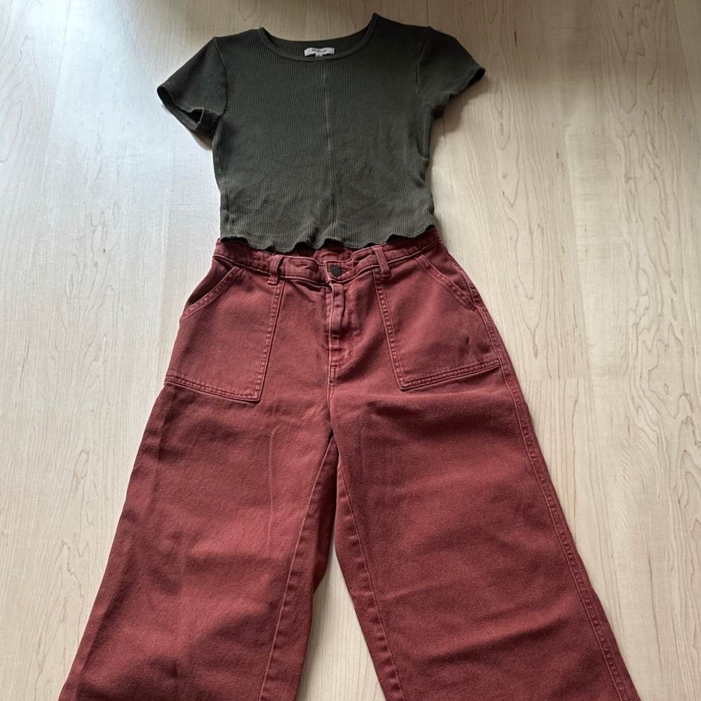 Universal Thread Co. Rust High Rise Wide Leg  Crop Pants size 27/4